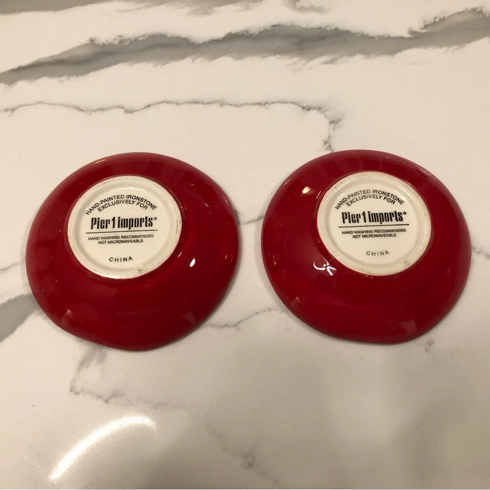 Pier 1 Imports Ironstone Pea Pod Small Serving Dish & 2 Tomato dipping dishes